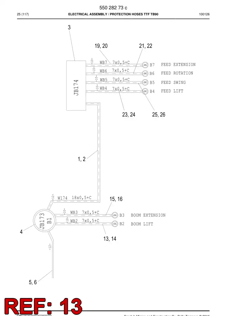 59200789 592 007 89 CABLE PROTECTION HOSE ASSEMBLY - Sandvik Technical Drawing