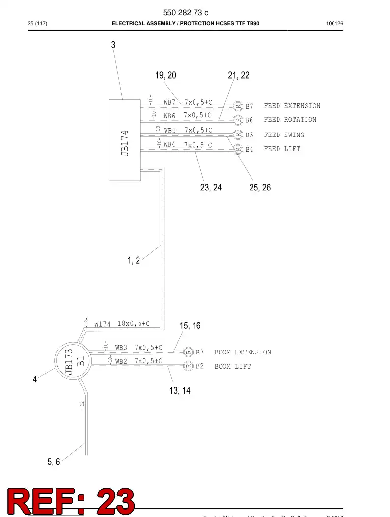 59200795 592 007 95 CABLE PROTECTION HOSE ASSEMBLY - Sandvik Technical Drawing
