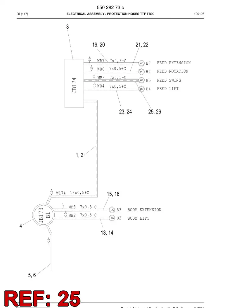 59200797 592 007 97 CABLE PROTECTION HOSE ASSEMBLY - Sandvik Technical Drawing