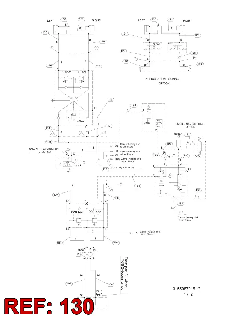 59200798 592 007 98 HYDRAULIC HOSE ASSEMBLY - Sandvik Technical Drawing