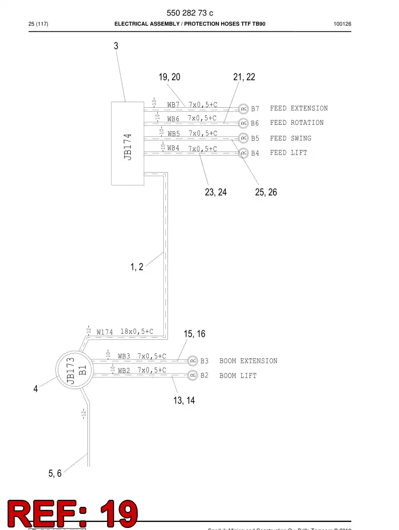 59200799 592 007 99 CABLE PROTECTION HOSE ASSEMBLY - Sandvik Technical Drawing