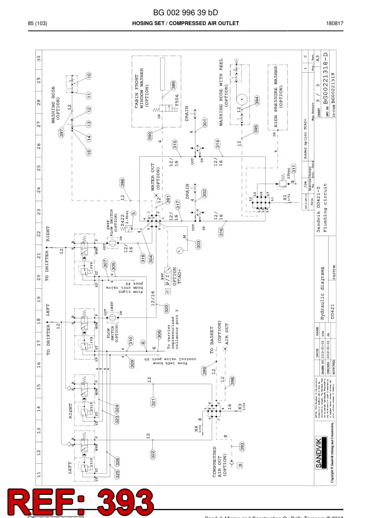 59200817 592 008 17 Hose Assembly, Hydraulic - Sandvik Technical Drawing