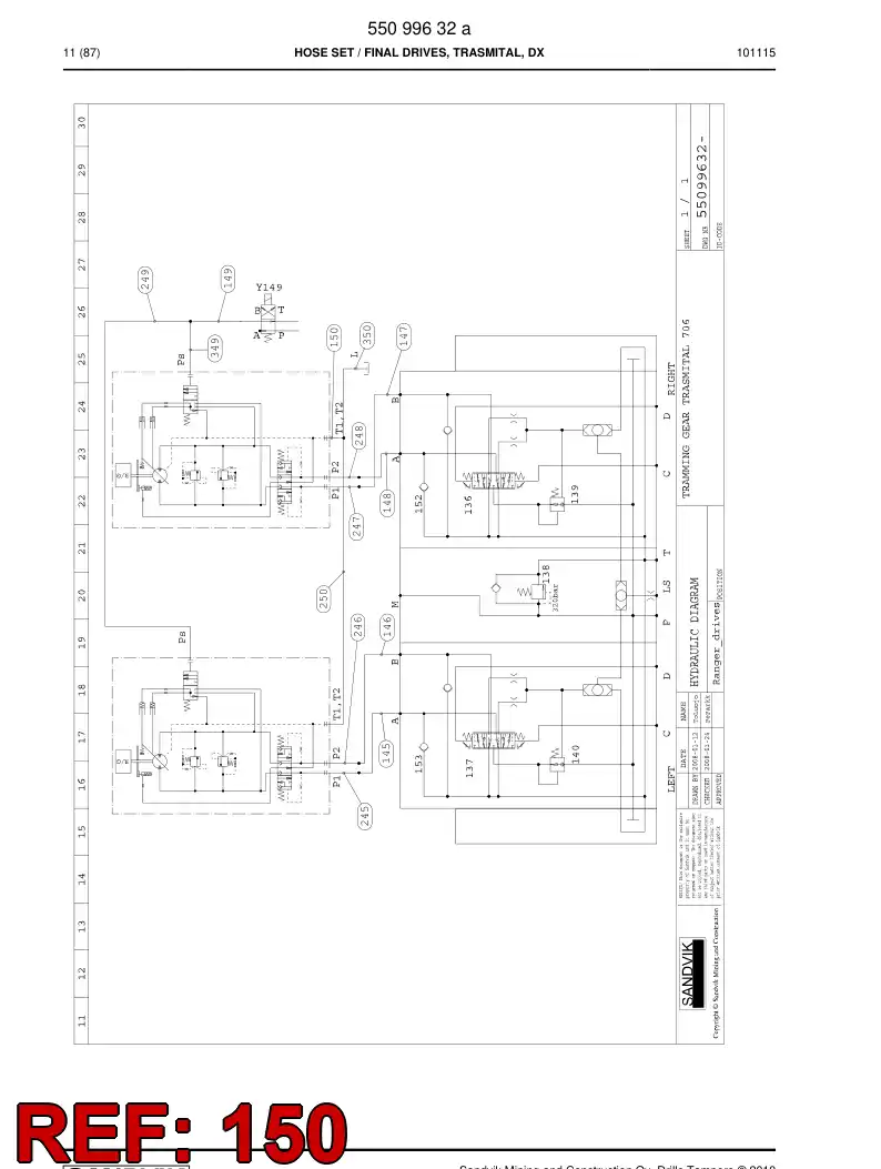 59200819 592 008 19 Hose Assembly, Hydraulic - Sandvik Technical Drawing