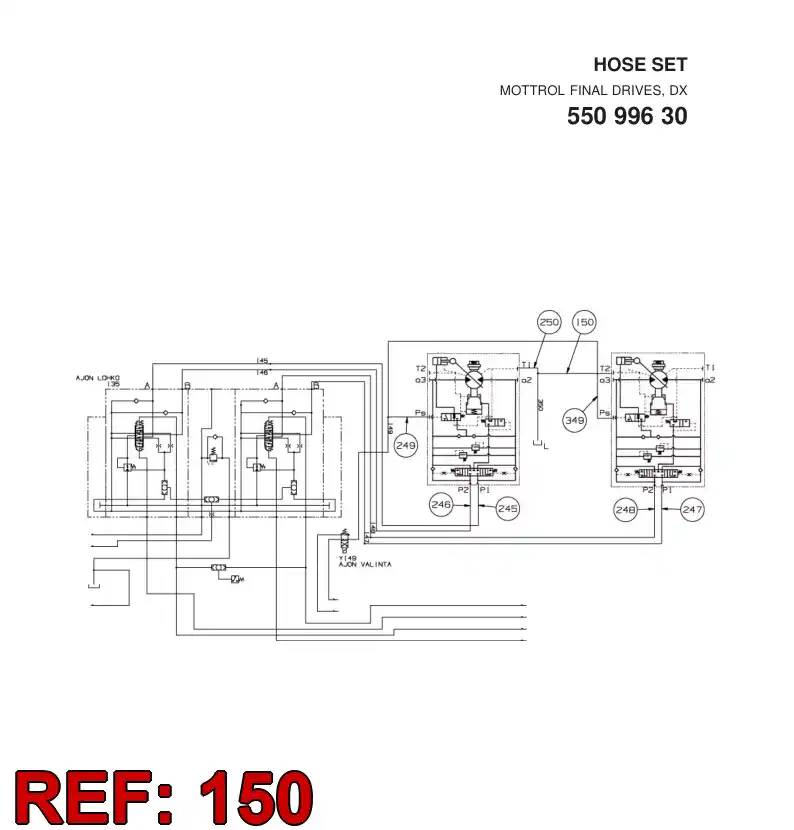 59200834 592 008 34 HYDRAULIC HOSE ASSEMBLY - Sandvik Technical Drawing