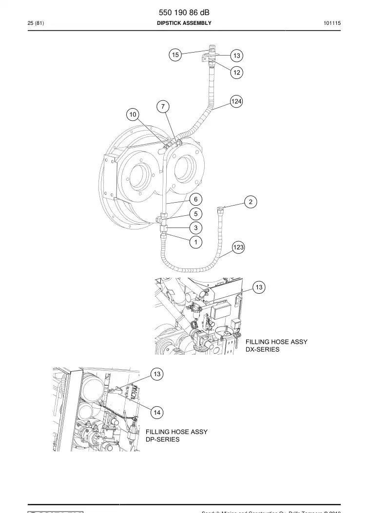 59200843 592 008 43 Hose Assembly, Hydraulic - Sandvik Technical Drawing