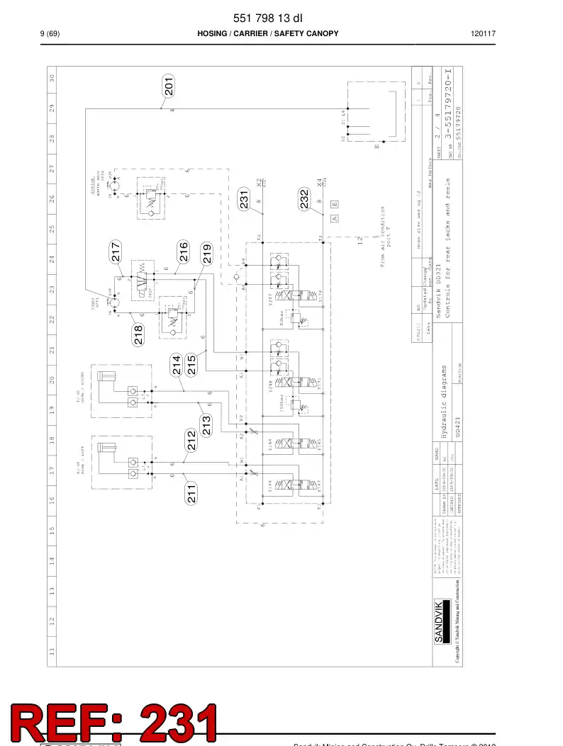 59200853 592 008 53 Hose Assembly, Hydraulic - Sandvik Technical Drawing