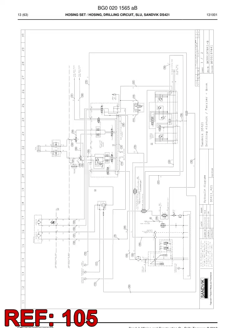 59200865 592 008 65 Hose Assembly, Hydraulic - Sandvik Technical Drawing