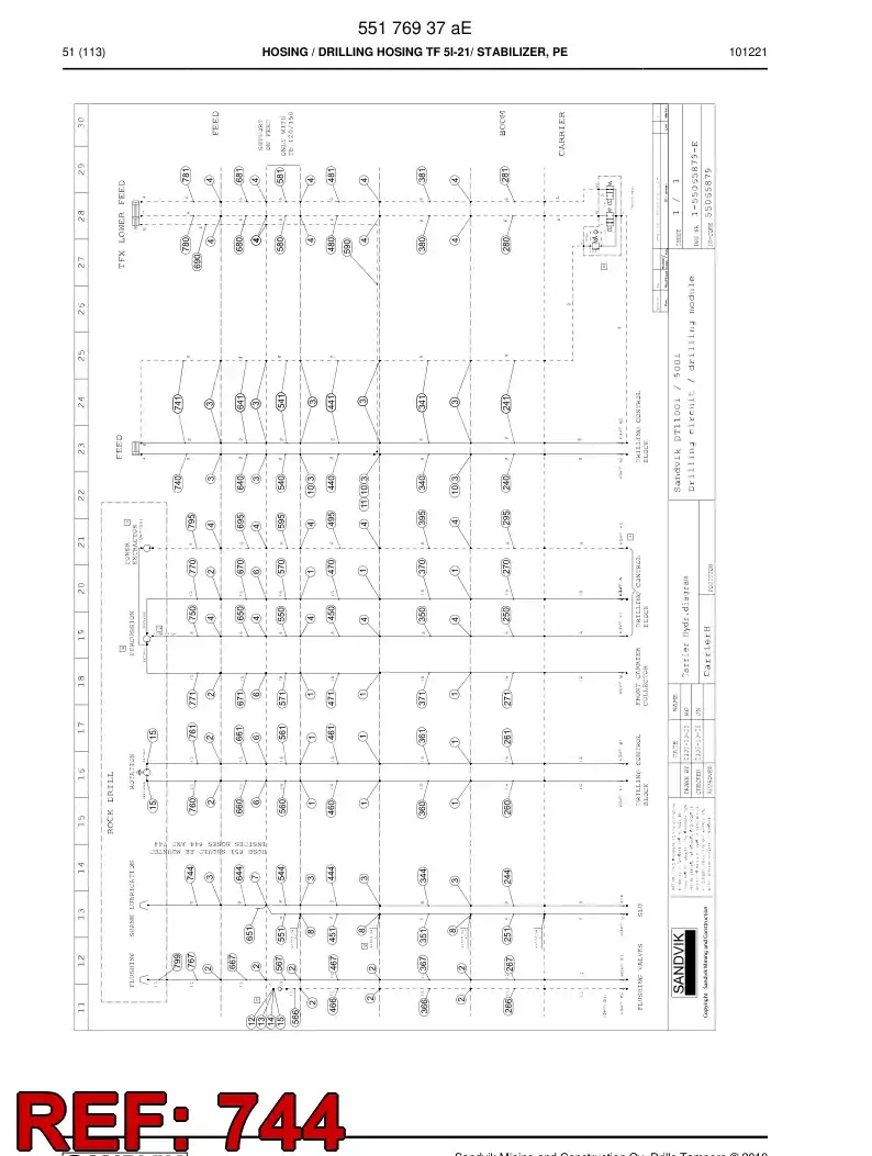 59200885 592 008 85 Hydraulic hose assembly - Sandvik Technical Drawing