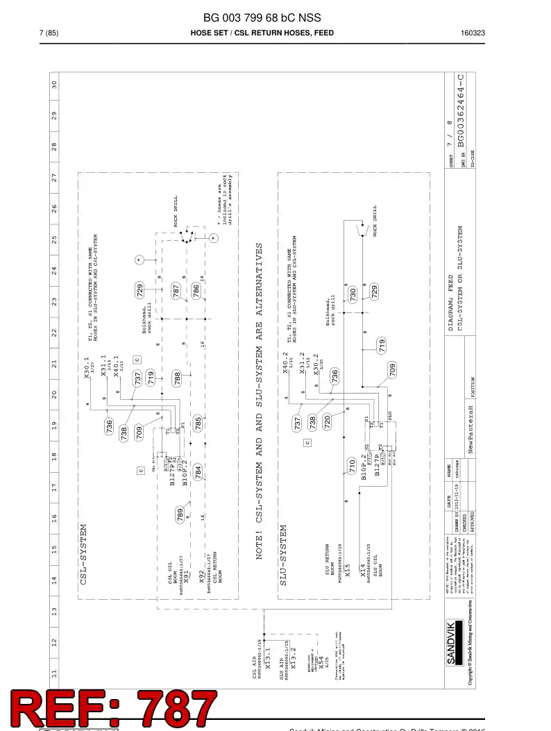 59200891 592 008 91 Hose Assembly, Hydraulic - Sandvik Technical Drawing