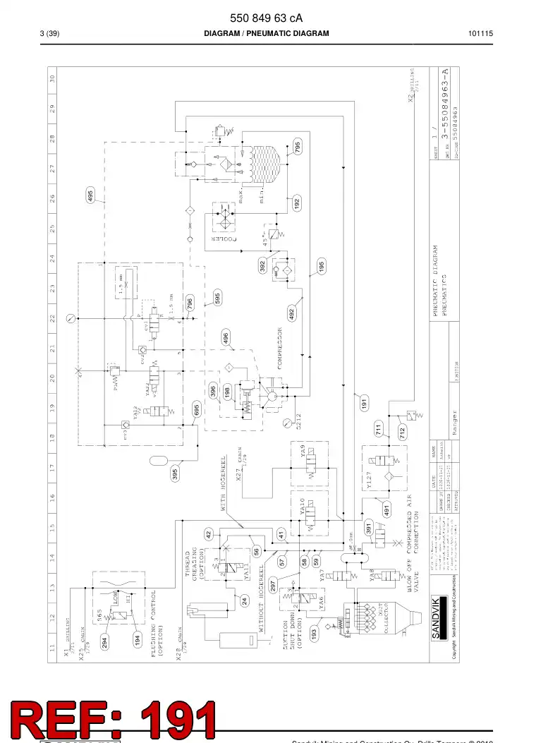 59200903 592 009 03 Hose Assembly, Hydraulic - Sandvik Technical Drawing