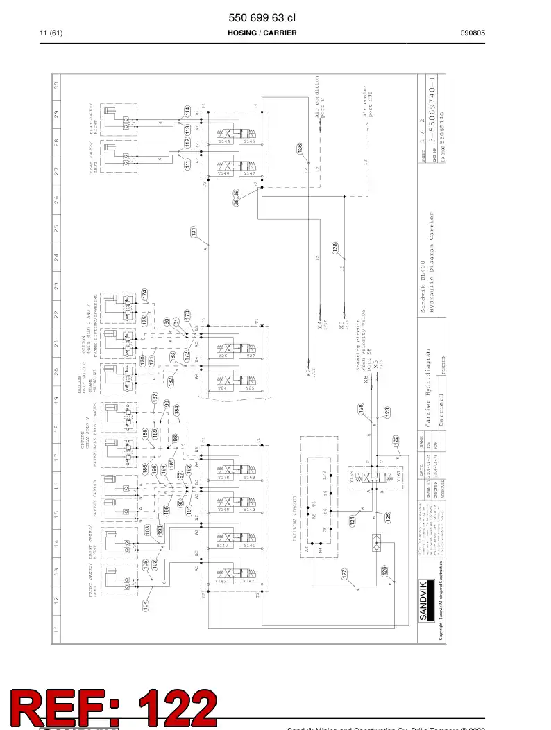 59200913 592 009 13 Hydraulic hose assembly - Sandvik Technical Drawing