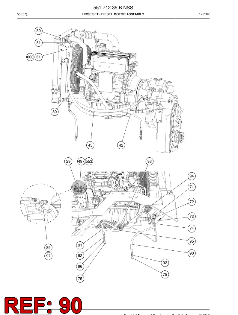 592 009 27b Hose Assembly, Hydraulic - drawing