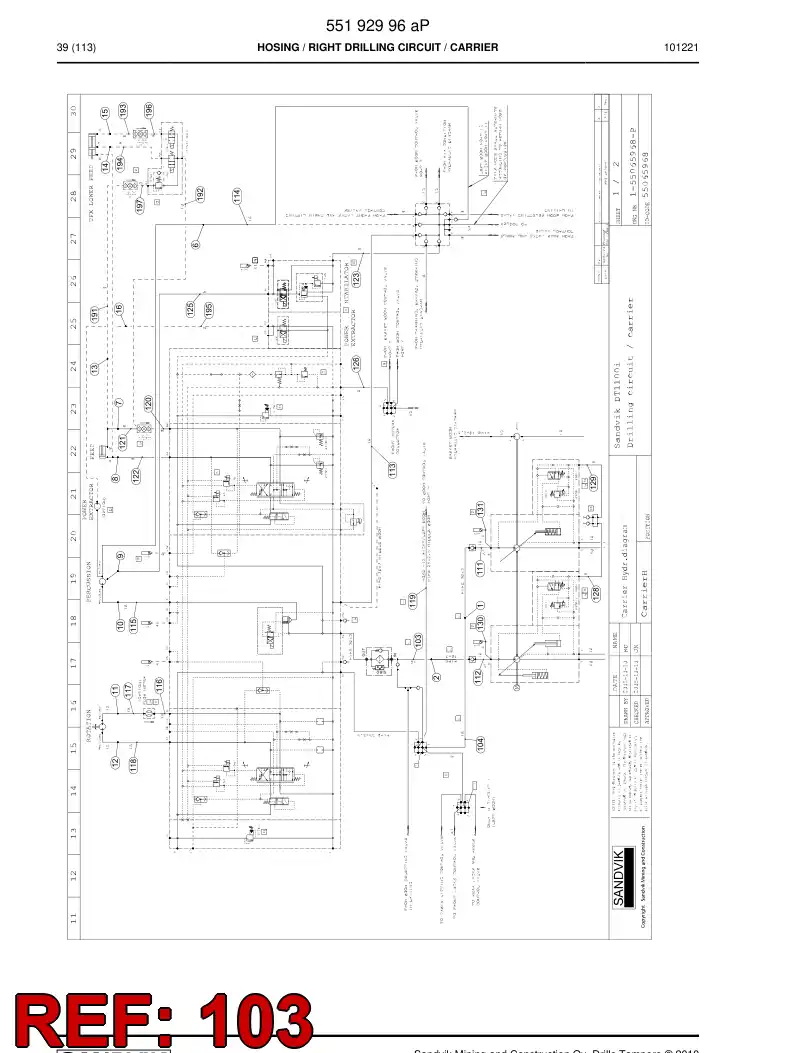 59200939 592 009 39 Hydraulic hose assembly - Sandvik Technical Drawing