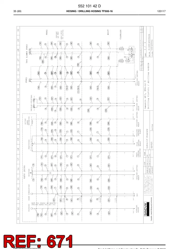 59200945 592 009 45 Hose Assembly, Hydraulic - Sandvik Technical Drawing
