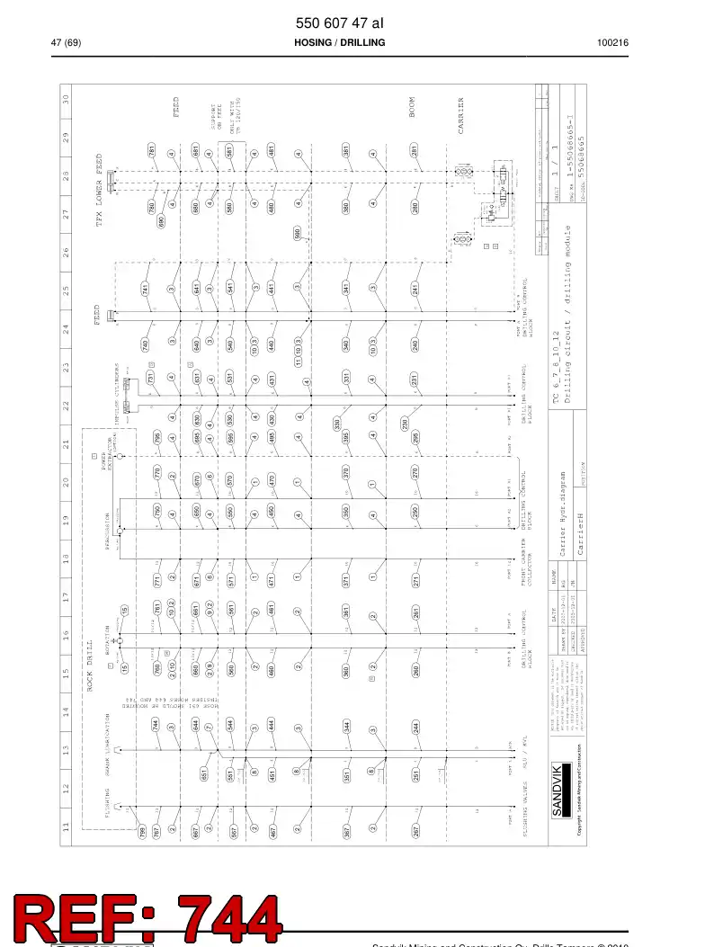 59200947 592 009 47 Hose Assembly, Hydraulic - Sandvik Technical Drawing