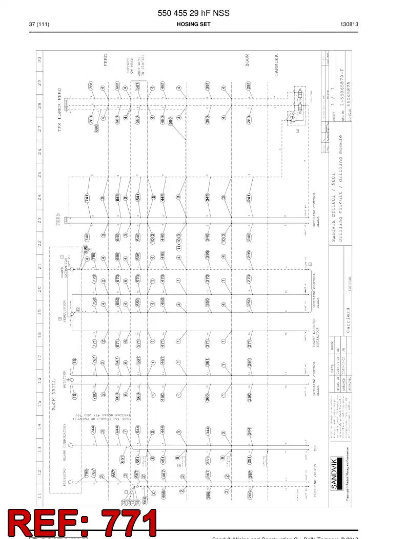 59200949 592 009 49 Hose Assembly, Hydraulic - Sandvik Technical Drawing
