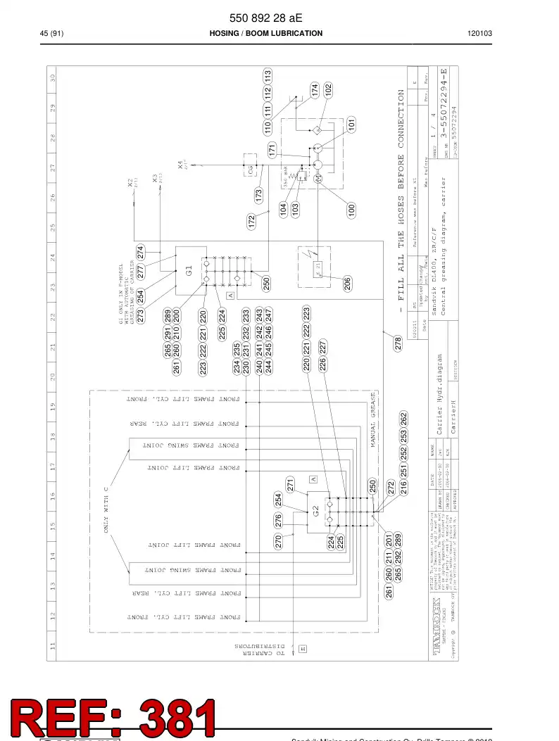 59200977 592 009 77 Hose assembly - Sandvik Technical Drawing