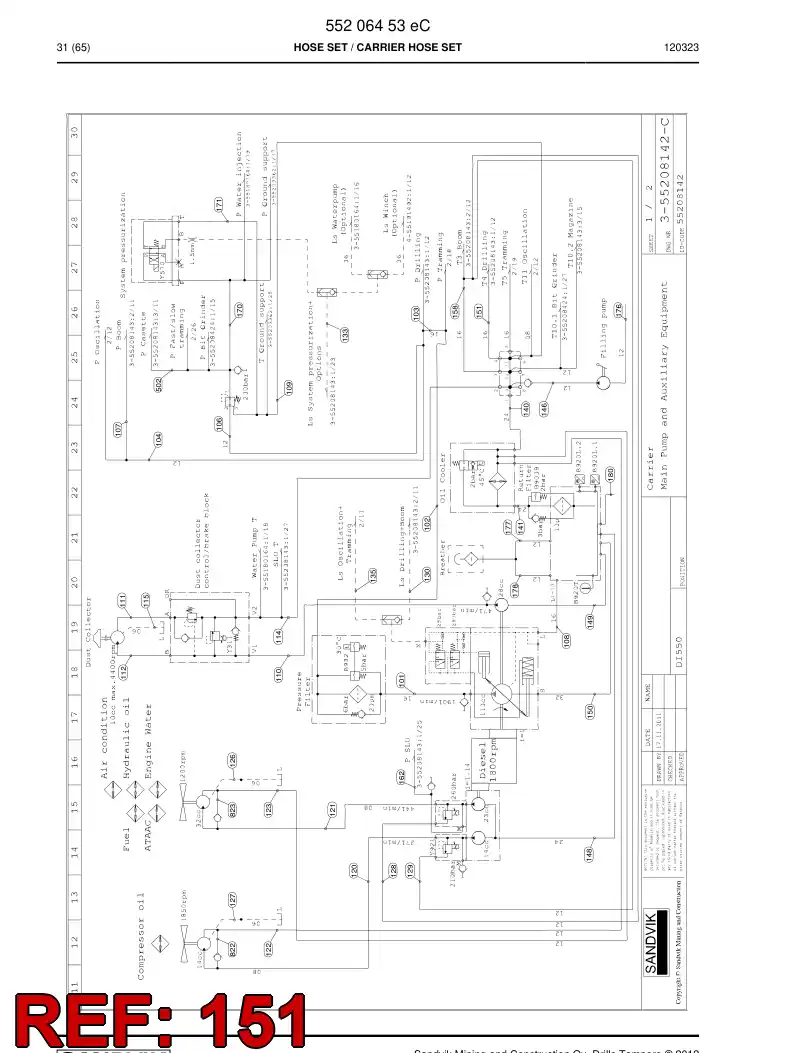 59200981 592 009 81 Hose Assembly, Hydraulic - Sandvik Technical Drawing