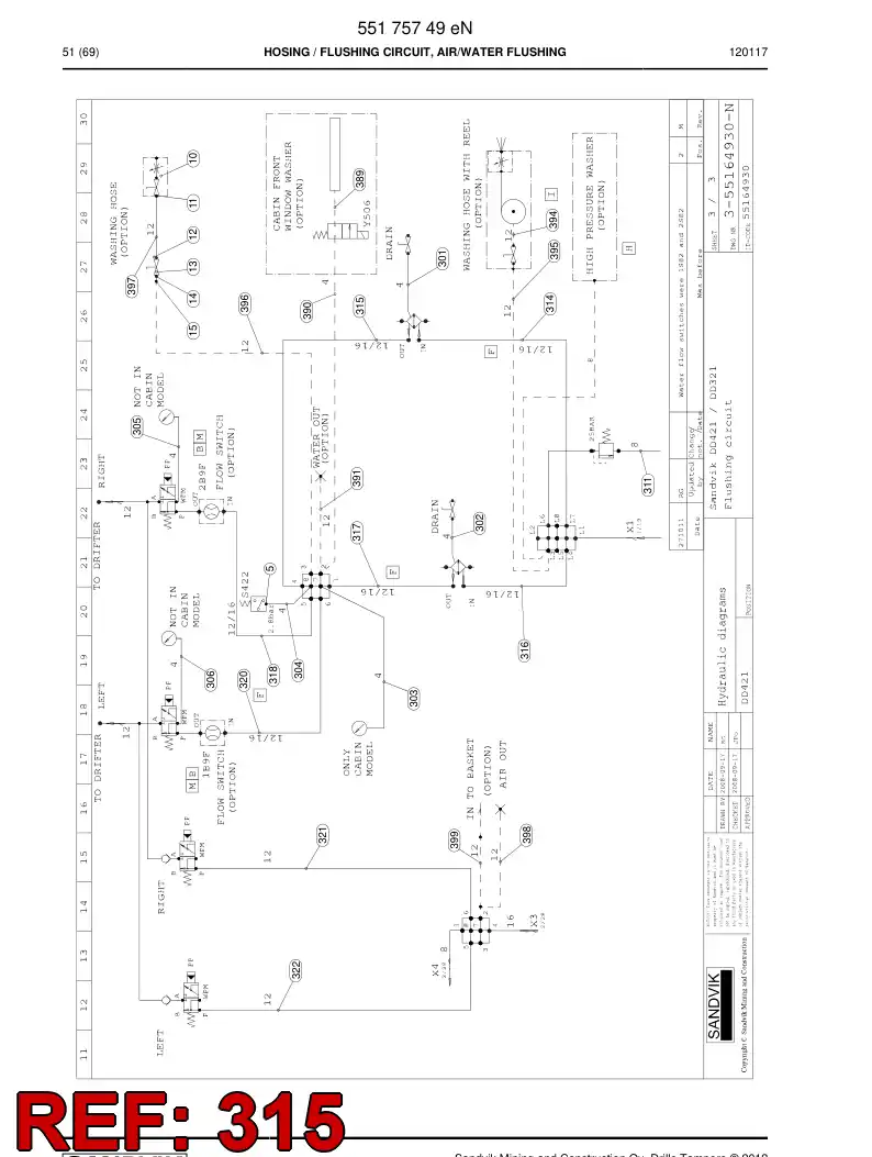 59200983 592 009 83 Hose Assembly, Hydraulic - Sandvik Technical Drawing