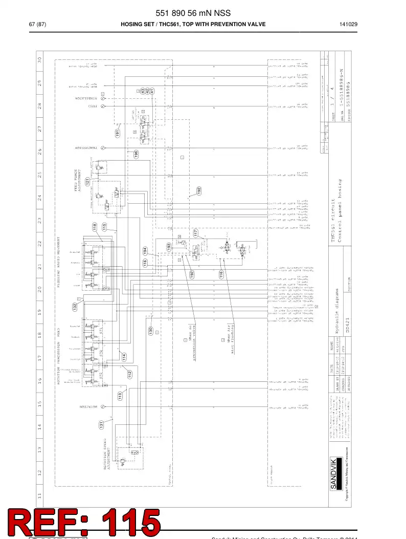 59201007b 592 010 07b Hose Assembly, Hydraulic - Sandvik Technical Drawing