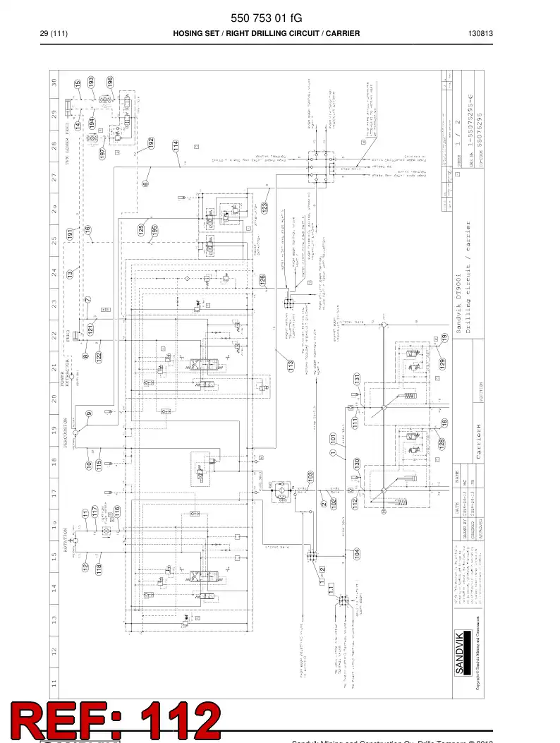59201011 592 010 11 Hose Assembly, Hydraulic - Sandvik Technical Drawing