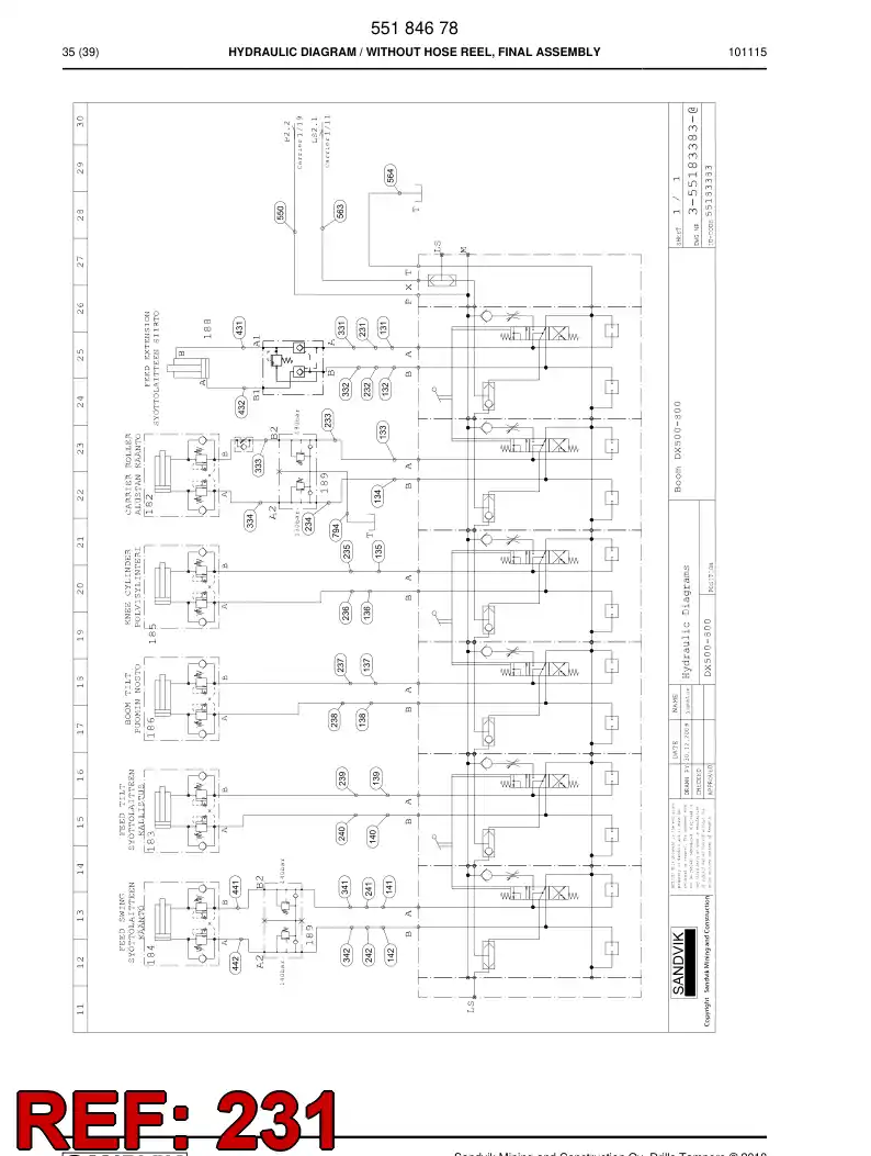 59201013 592 010 13 Hose Assembly, Hydraulic - Sandvik Technical Drawing