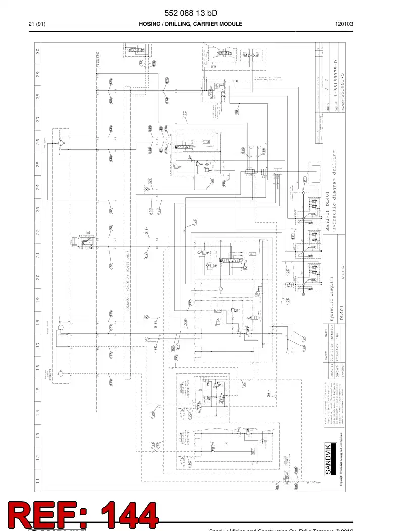 59201017a 592 010 17a Hose Assembly, Hydraulic - Sandvik Technical Drawing