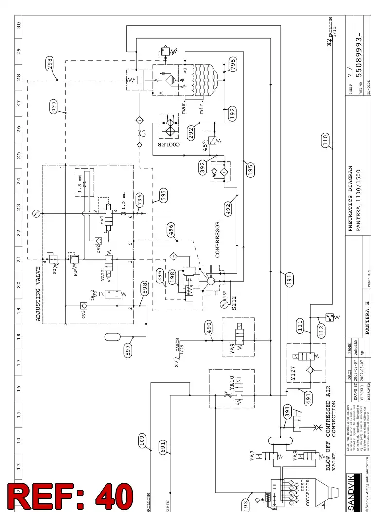 59201024 592 010 24 HYDRAULIC HOSE ASSEMBLY - Sandvik Technical Drawing