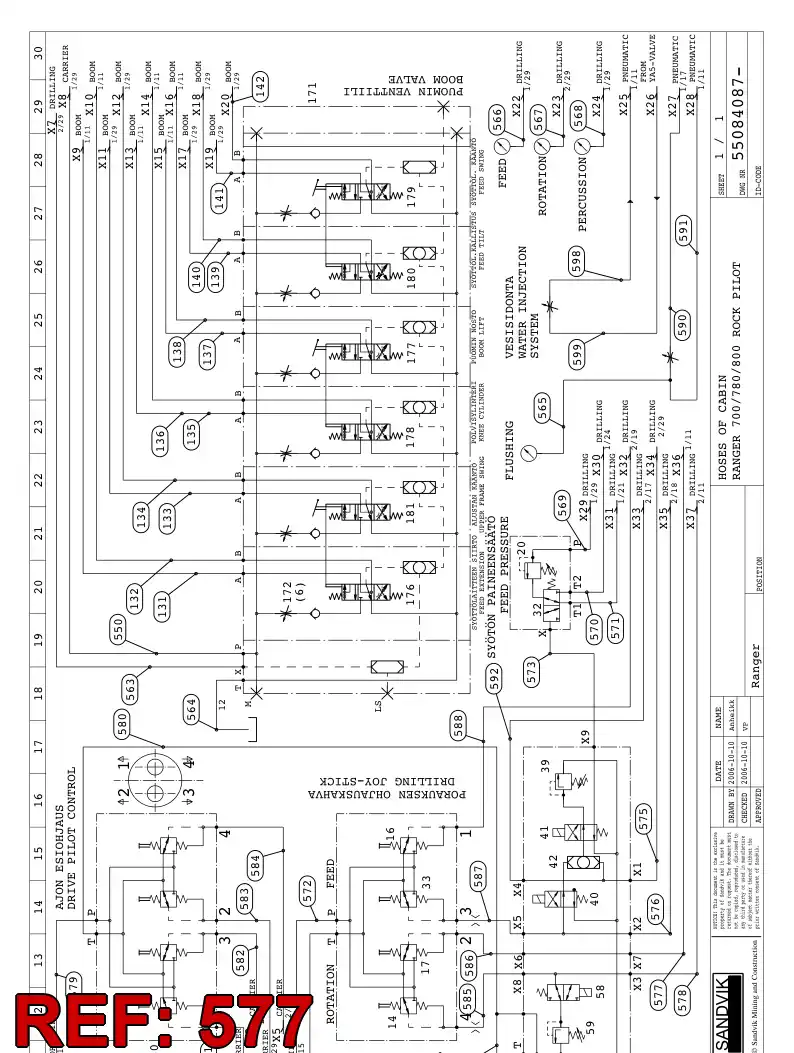 592 010 28 HYDRAULIC HOSE ASSEMBLY - drawing