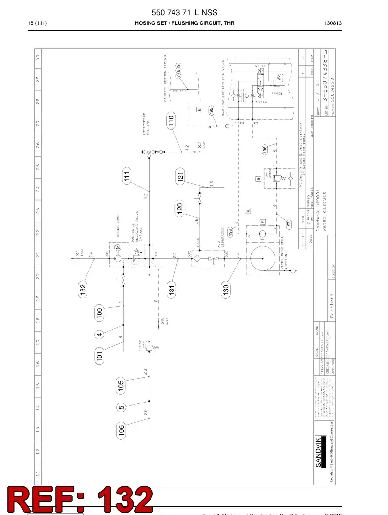 59201033 592 010 33 Hose Assembly, Hydraulic - Sandvik Technical Drawing