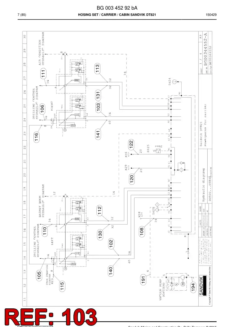 59201043 592 010 43 Hose Assembly, Hydraulic - Sandvik Technical Drawing