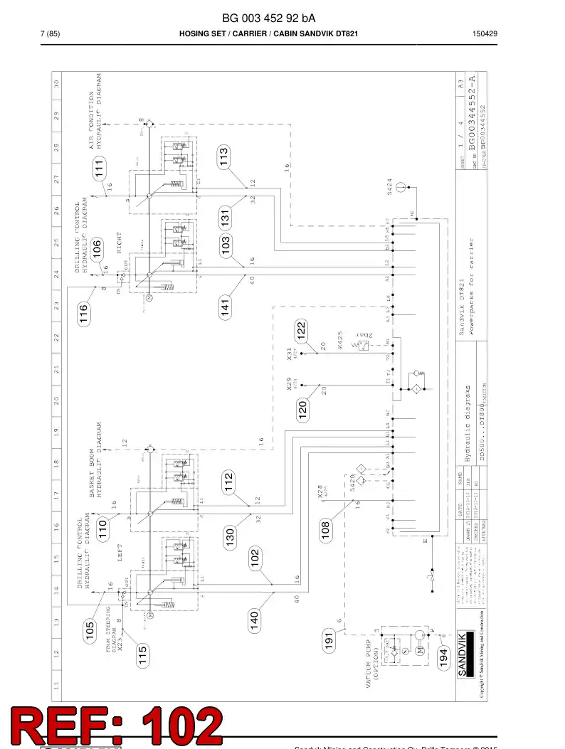 59201049 592 010 49 Hose Assembly, Hydraulic - Sandvik Technical Drawing