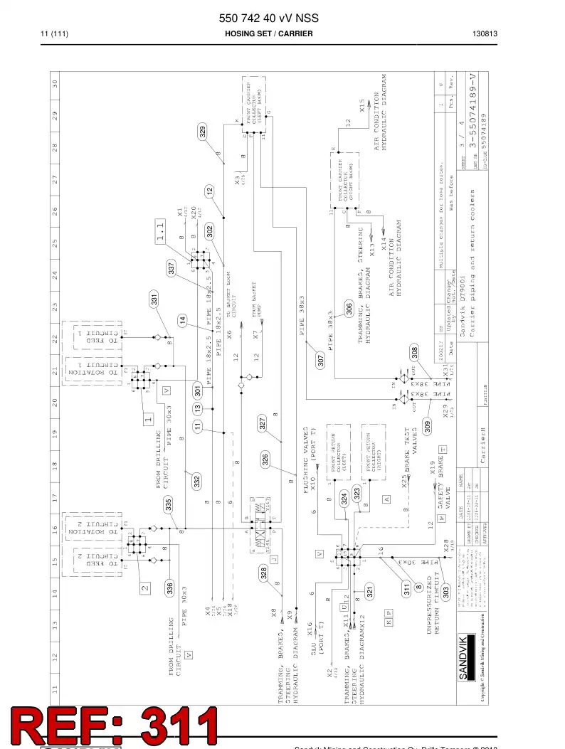 59201063 592 010 63 Hose Assembly, Hydraulic - Sandvik Technical Drawing