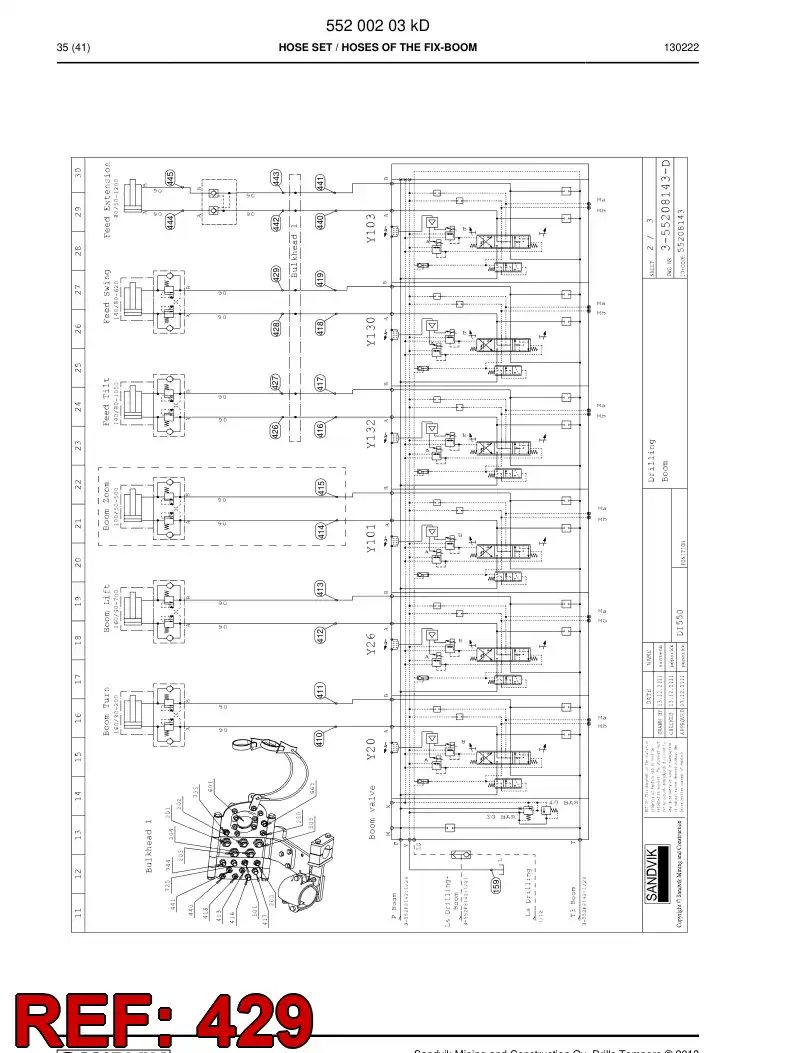 59201069 592 010 69 Hose Assembly, Hydraulic - Sandvik Technical Drawing