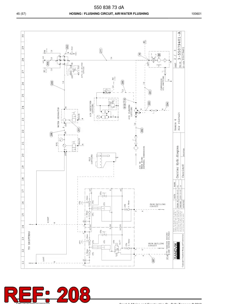 59201071 592 010 71 Hose Assembly, Hydraulic - Sandvik Technical Drawing