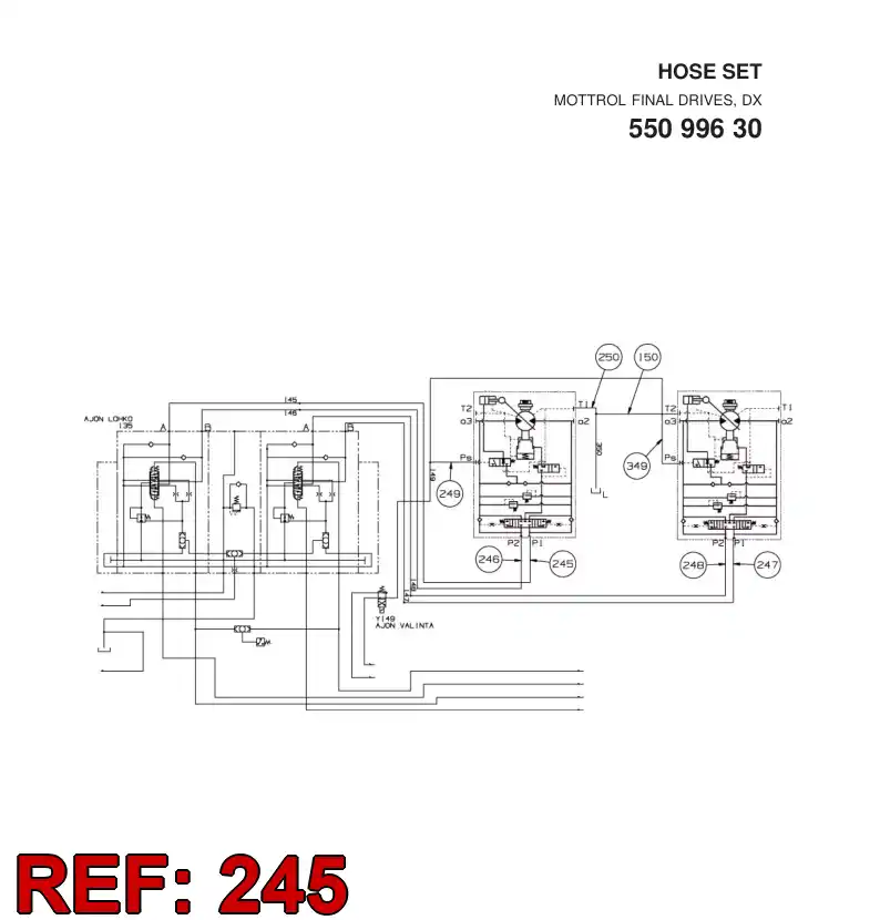 59201078 592 010 78 HYDRAULIC HOSE ASSEMBLY - Sandvik Technical Drawing