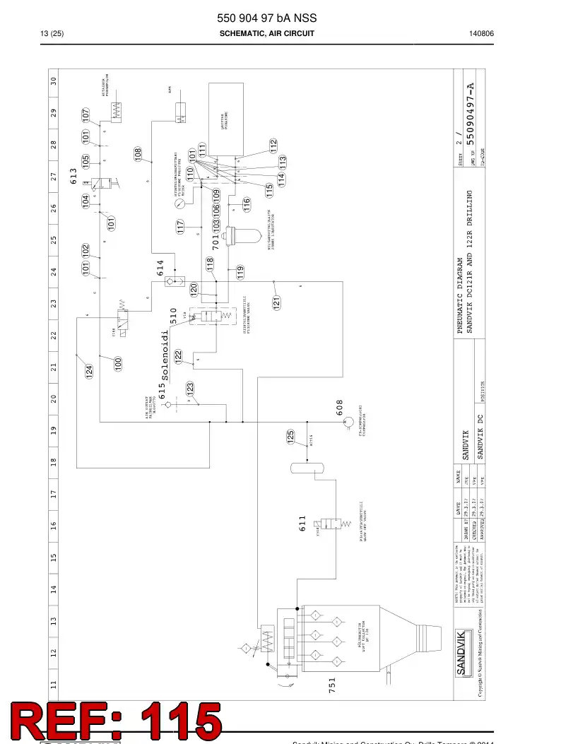 59201093 592 010 93 Hose Assembly, Hydraulic - Sandvik Technical Drawing
