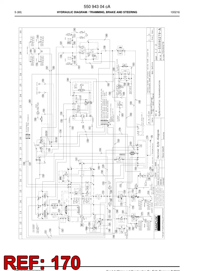 59201115 592 011 15 Hose Assembly, Hydraulic - Sandvik Technical Drawing