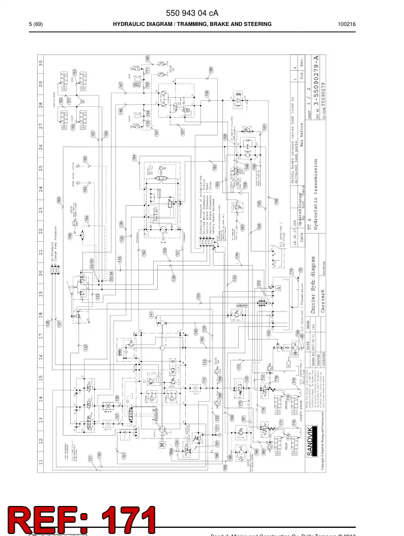 59201121 592 011 21 Hose Assembly, Hydraulic - Sandvik Technical Drawing
