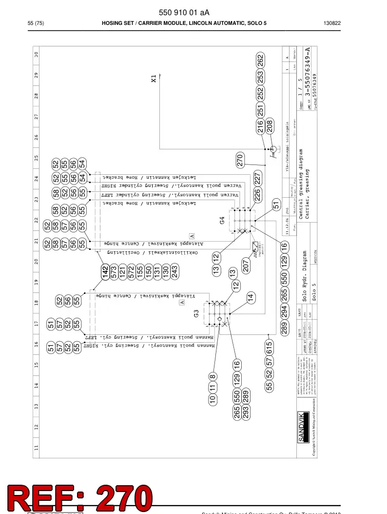 59201137 592 011 37 Hose Assembly - Sandvik Technical Drawing