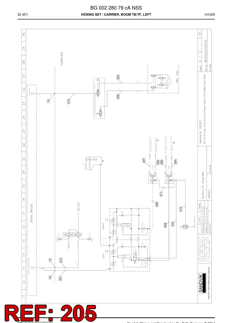 59201141b 592 011 41b Hose Assembly, Hydraulic - Sandvik Technical Drawing