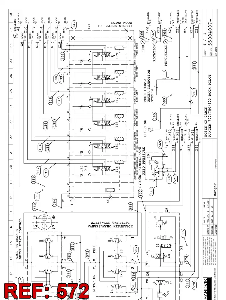 59201142 592 011 42 HYDRAULIC HOSE ASSEMBLY - Sandvik Technical Drawing