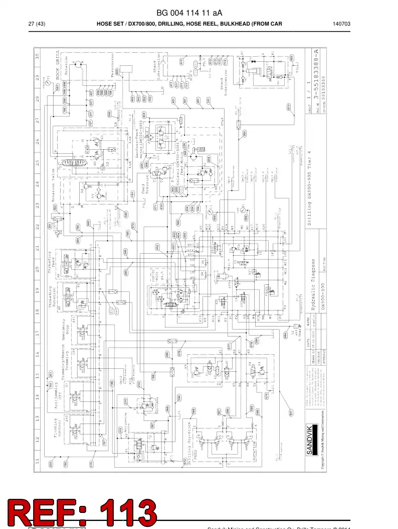 59201147 592 011 47 Hose Assembly, Hydraulic - Sandvik Technical Drawing