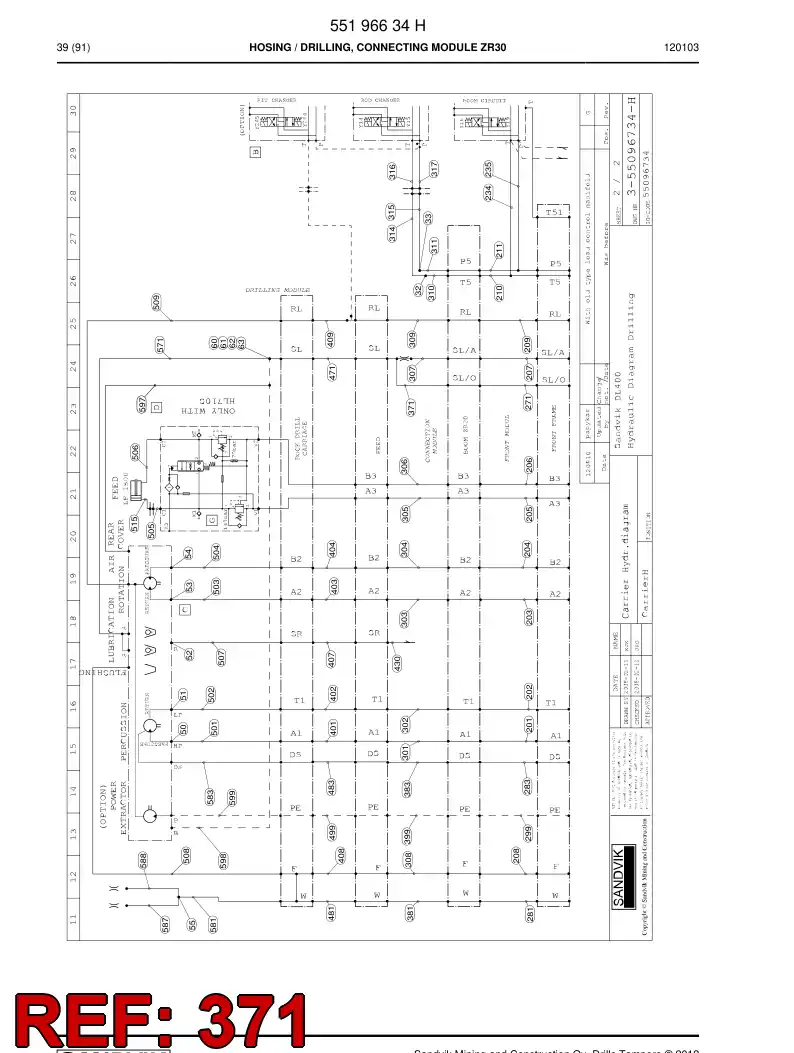 59201149 592 011 49 Hydraulic hose assembly - Sandvik Technical Drawing
