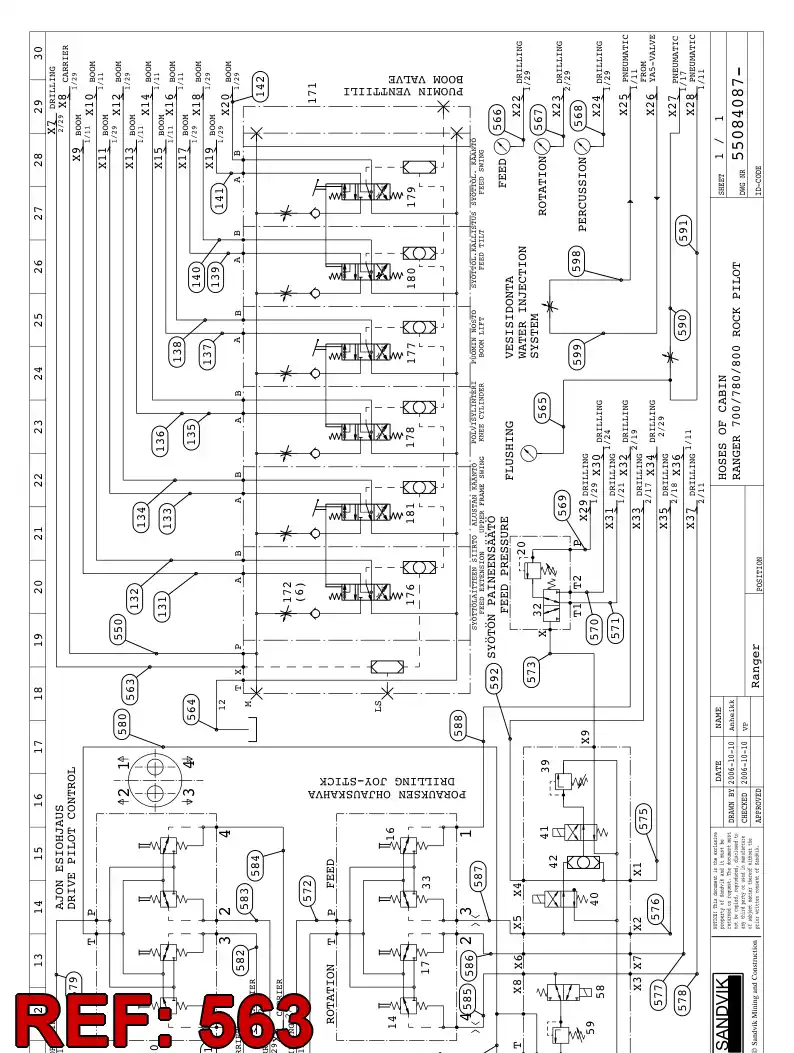 59201154 592 011 54 HYDRAULIC HOSE ASSEMBLY - Sandvik Technical Drawing