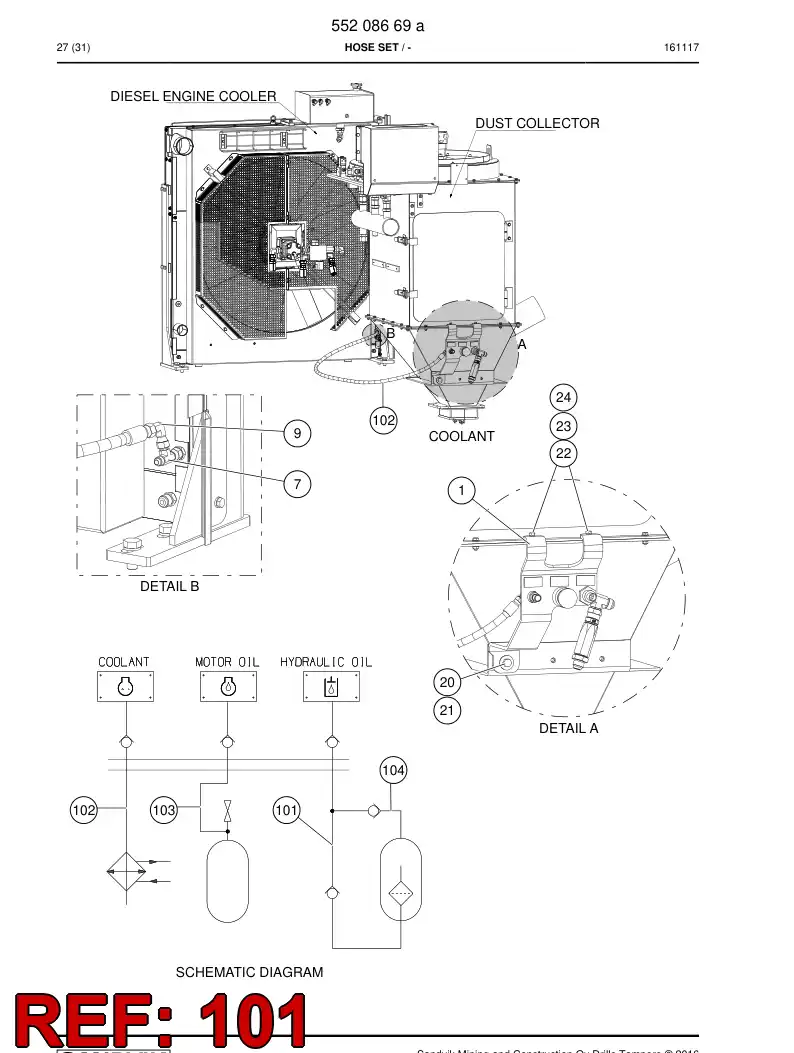 59201187 592 011 87 Hose Assembly, Hydraulic - Sandvik Technical Drawing