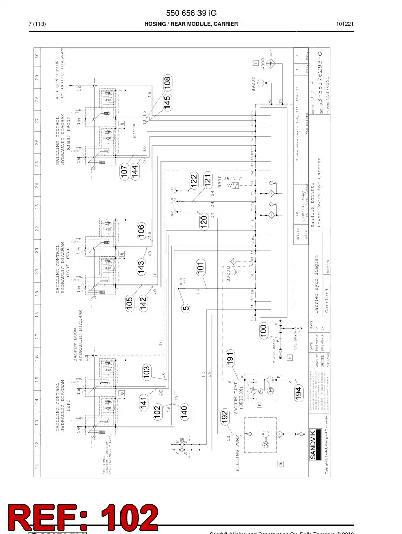 59201199 592 011 99 Hydraulic hose assembly - Sandvik Technical Drawing