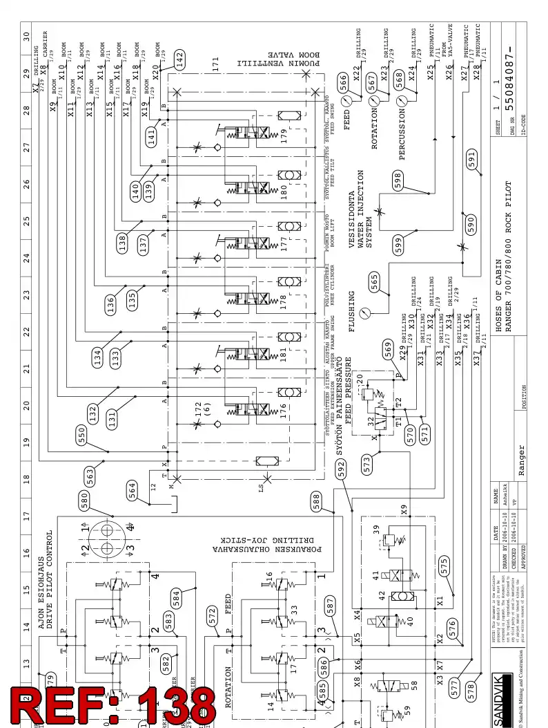59201208 592 012 08 HYDRAULIC HOSE ASSEMBLY - Sandvik Technical Drawing