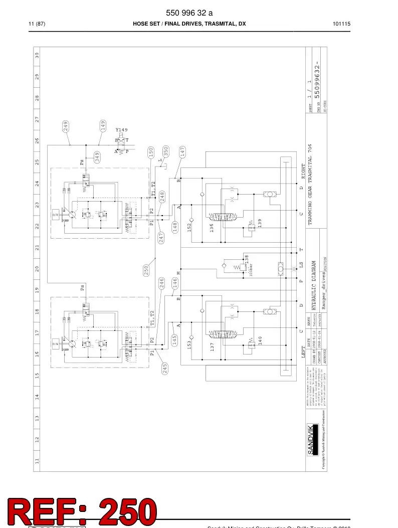 59201251 592 012 51 Hose Assembly, Hydraulic - Sandvik Technical Drawing