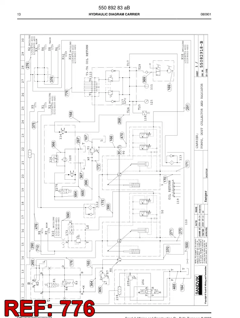59201259 592 012 59 Hydraulic hose assembly - Sandvik Technical Drawing